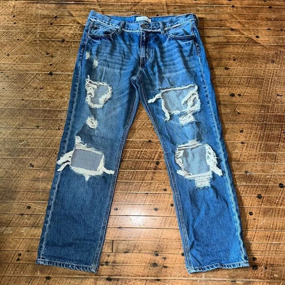Kancan destroyed distressed straight leg 13/30 normcore jeans